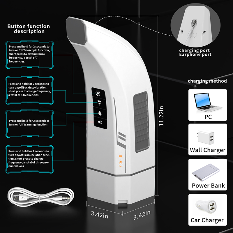 007-3 Suck Akıllı Isıtma İnleme Sesli İleri Geri Hareket Emiş Titreşimli Vajina Otomatik Mastürbatör
