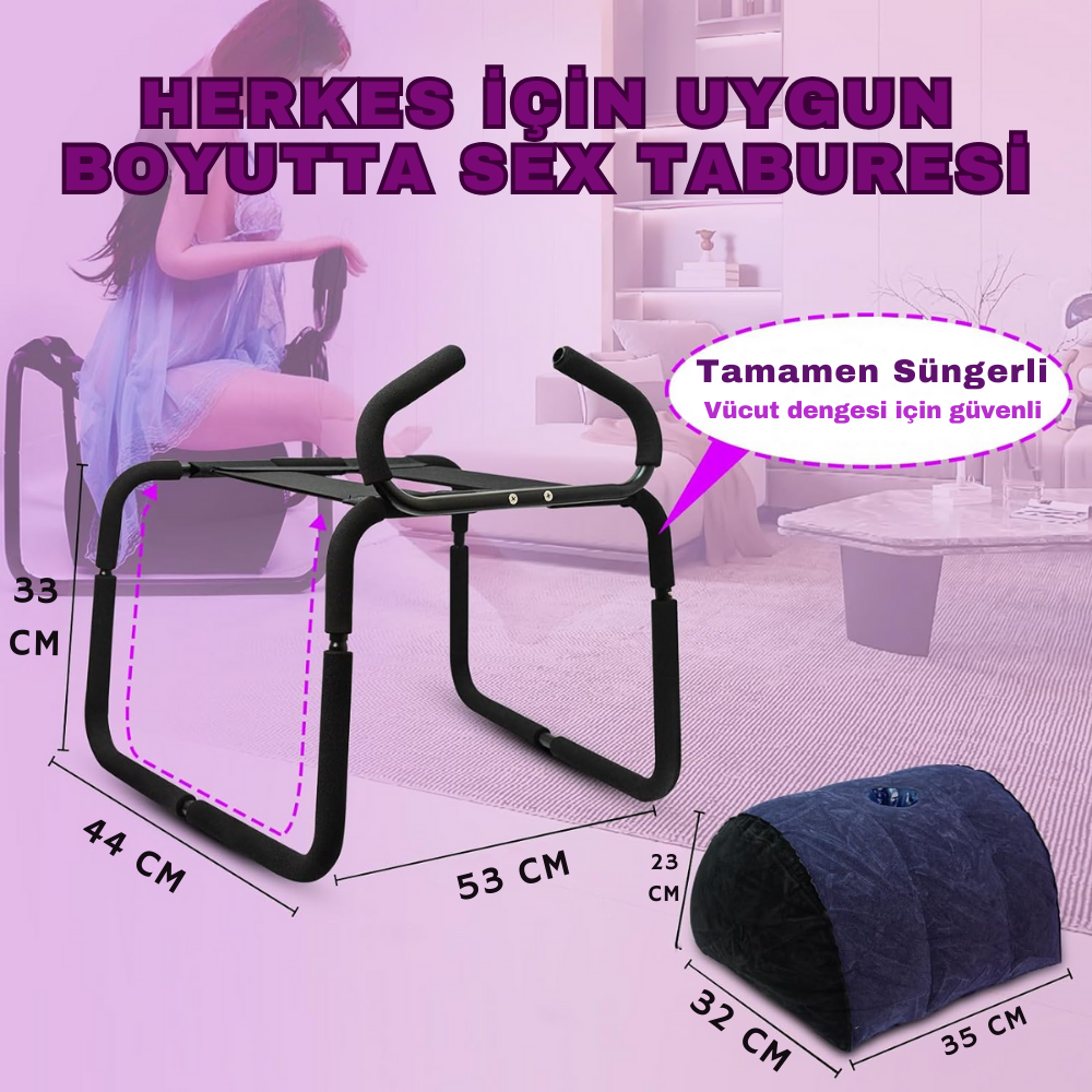 Çiftlere Özel Pozisyon Çeşitlendirici Sex Tabure ve Minder Seti