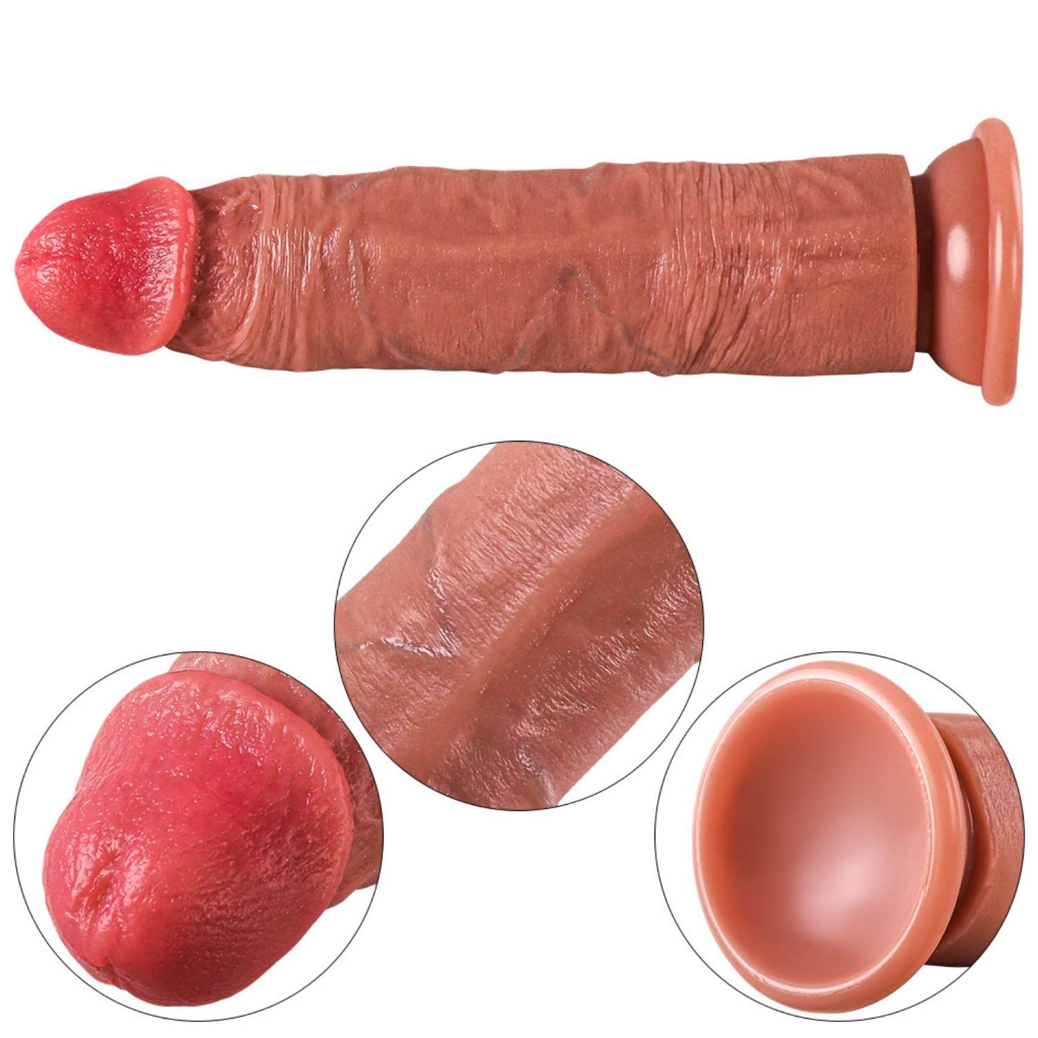 Hardy - Ultra Yumuşak Doku Testissiz Realistik Dildo Çift Katmanlı Silikon Gerçekçi Yapay Penis 22 CM