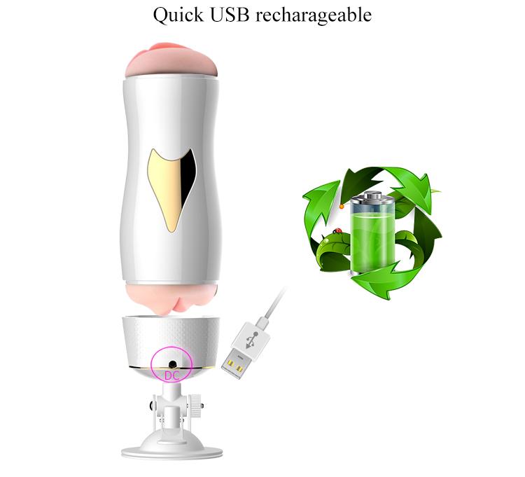 KEY Şarjlı İnleme Sesli Güçlü Titreşimli Vajina ve Oral Çift Taraflı Vantuzlu Otomatik Mastürbatör