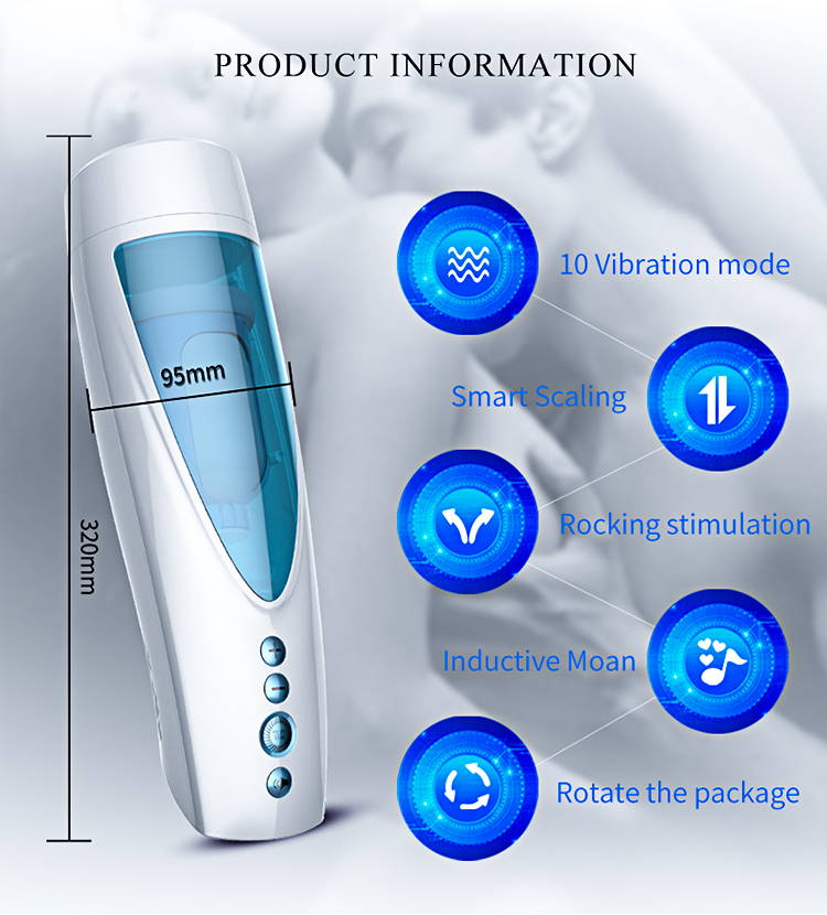 M10 Şarjlı İleri Geri ve 360° Dönme Hareketli İnleme Sesli Titreşimli Vajina Otomatik Mastürbatör
