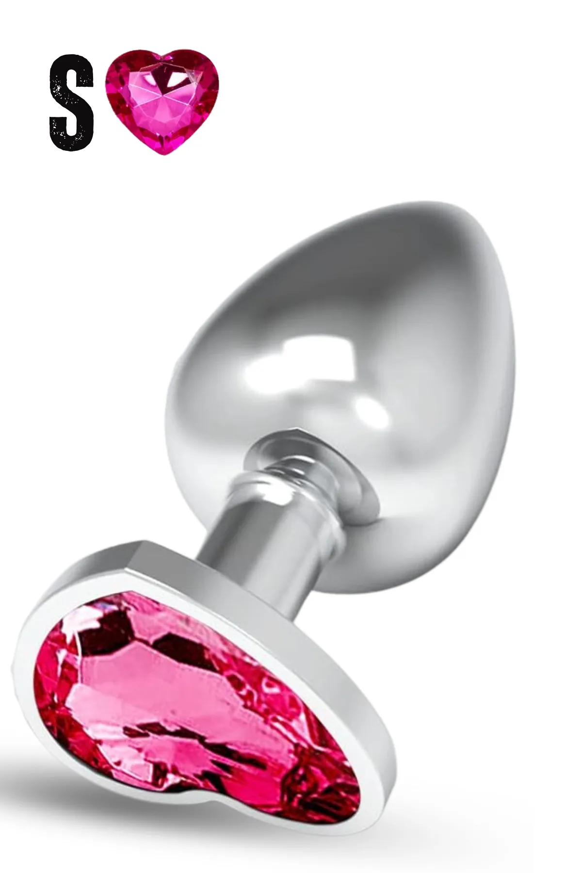 Paslanmaz Çelik Pembe Kalpli Mücevher Taşl...