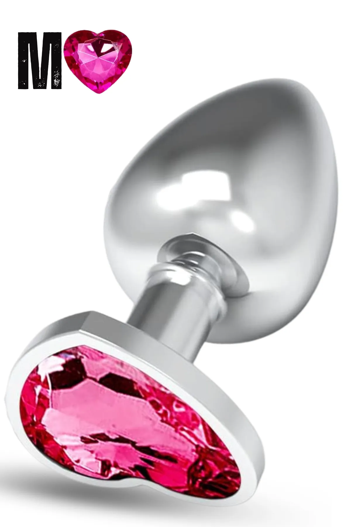 Paslanmaz Çelik Pembe Kalpli Mücevher Taşl...