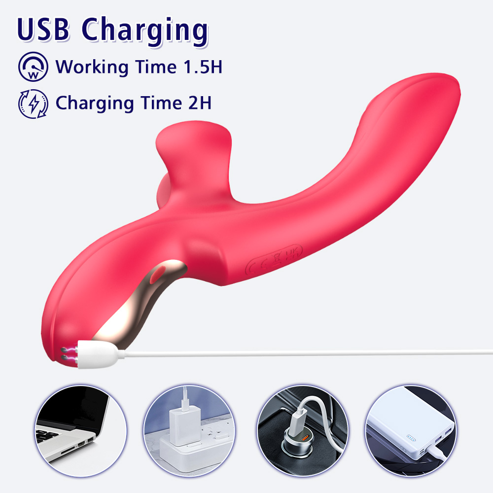 Anna Şarjlı 2 in 1 Klitoris G Nokta Uyarıcı Titreşimli Çırpma Hareketli Kavisli Vibratör