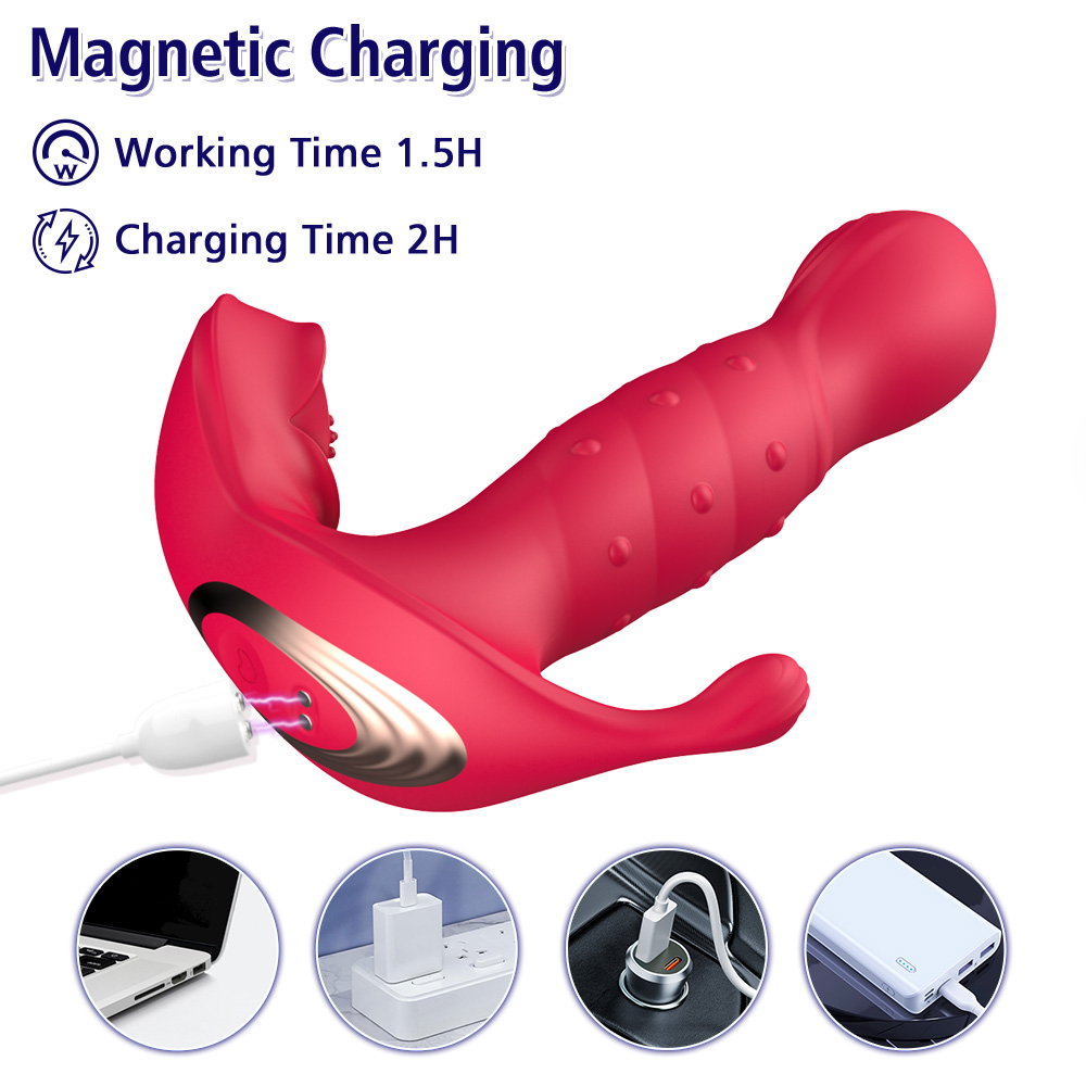 Betty Şarjlı Kayma ve Dalga Hareketli 3 in 1 Anal Vajina Klitoris Uyarıcı Vibratör