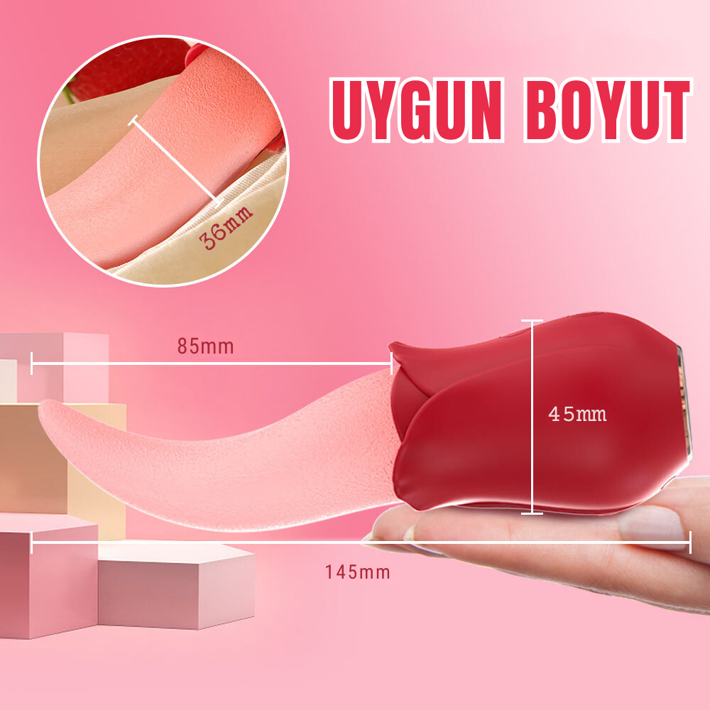 Vicky Şarjlı Klitoris Uyarıcı Titreşimli ve Hareketli Sessiz Mini Gerçekçi Dil Vibratör