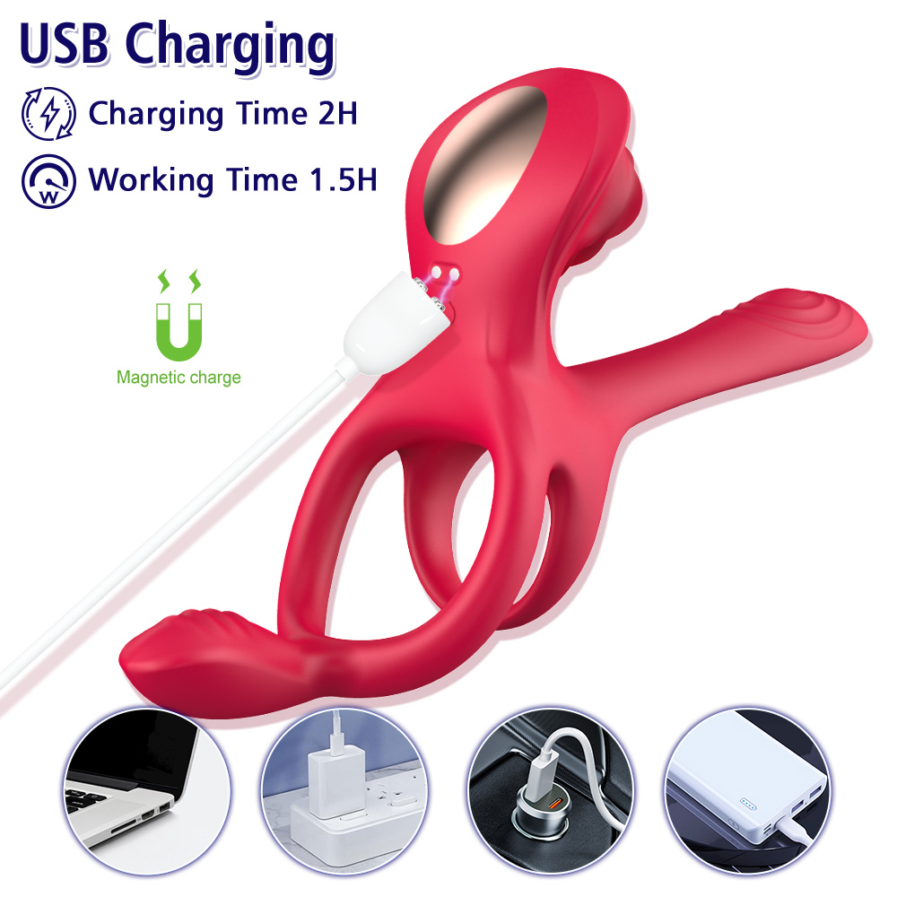 William Şarjlı Kumandalı Klitoris G Nokta Vibratör Perine Uyarıcı Testis ve Penis Halkası