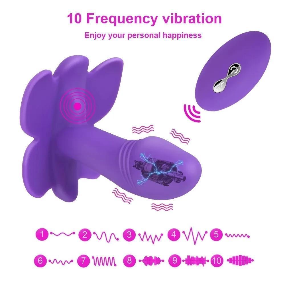 BUTTERFLY Kablosuz Kumandalı Klitoris ve G-Spot Uyarıcı Giyilebilir 2 in 1 Vibratör - Mavi