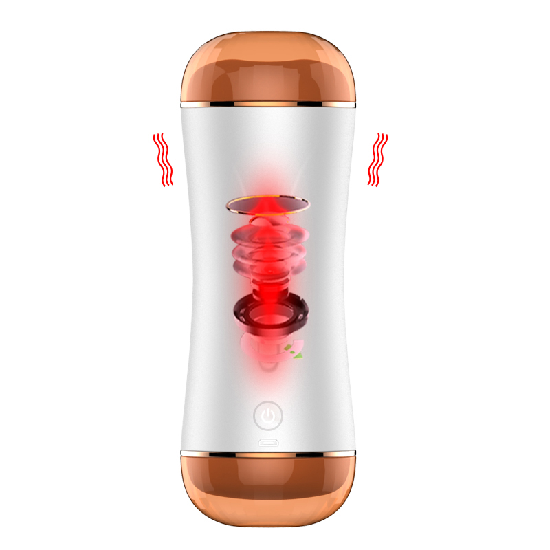 S2 Şarjlı İnleme Sesli Güçlü Titreşimli Vajina ve Oral Çift Taraflı Realistik Cup Mastürbatör