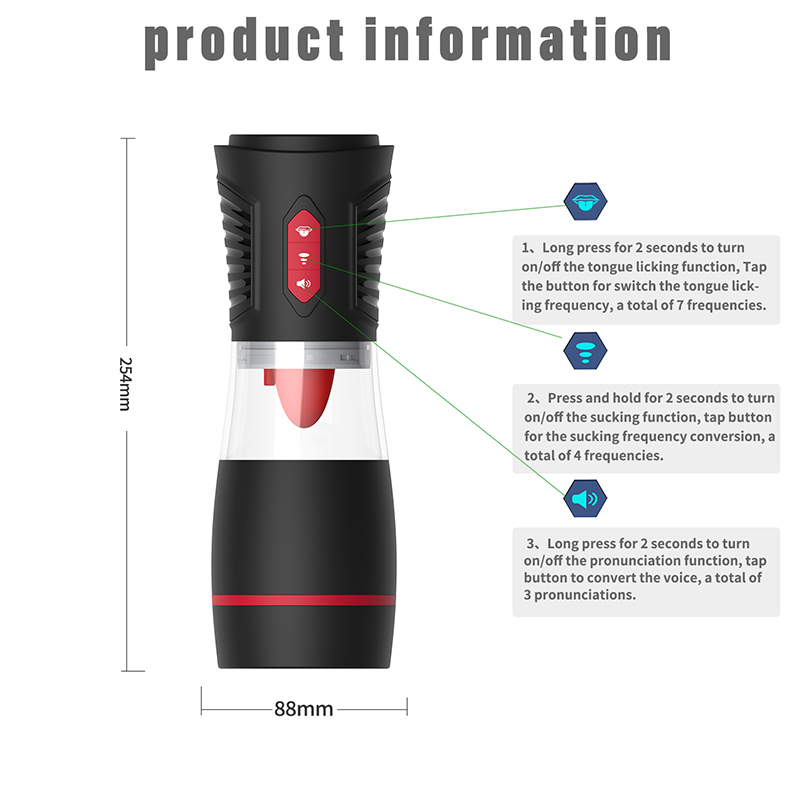 Tongue Kiss Masturbation Cup - İnleme Sesli Emiş Özellikli ve Yumuşak Dil Hareketli Suni Vajina Otomatik Oral Mastürbatör