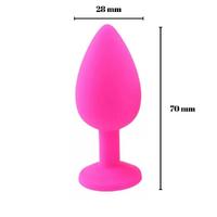 Parlak Kalp Şeklinde Gül Kırmızı Mücevher Taşlı Silikon Pembe Anal Plug