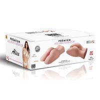 Premium Ass Masturbator Alice - Realistik Anal Vajinal 2 in 1 Titreşimli Suni Kalça Vajina