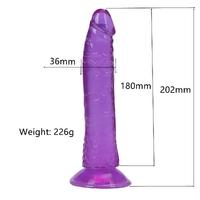 PRETTY BOY Dildo Jel Dokulu Testissiz Yumuşak Penis 20 CM - Purple