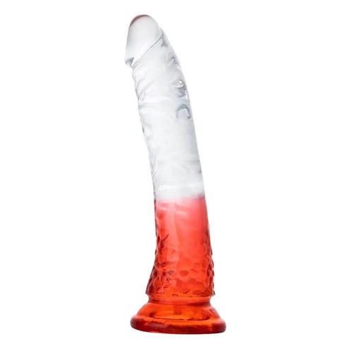 RAINBOW CLEAR Ultra Yumuşak Dokulu Testissiz Realistik Jel Penis - Kırmızı