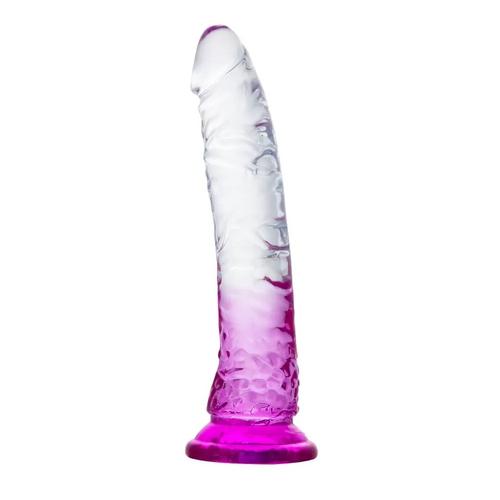 RAINBOW CLEAR Ultra Yumuşak Dokulu Testissiz Realistik Jel Penis - Mor