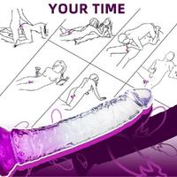 RAINBOW CLEAR Ultra Yumuşak Dokulu Testissiz Realistik Jel Penis - Mor