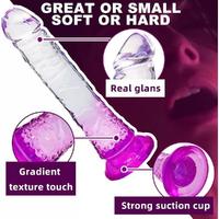 RAINBOW CLEAR Ultra Yumuşak Dokulu Testissiz Realistik Jel Penis - Mor