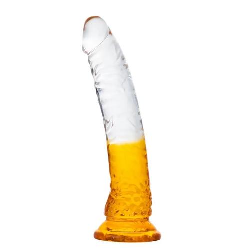 RAINBOW CLEAR Ultra Yumuşak Dokulu Testissiz Realistik Jel Penis - Sarı