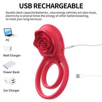 Rose Double Ring - Gül Tasarımlı Klitoris Uyarıcı Titreşimli Testis ve Penis Halkası