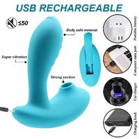 AIR PULSING Kablosuz Kumandalı Klitoris Emiş Güçlü ve G-Spot Uyarıcı Vibratör - Turkuaz
