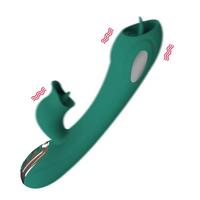BESS Klitoris ve G-Spot Uyarıcı Dil Simülasyonu Elektroşok Titreşimli 2 in 1 Rabbit Vibratör - Yeşil