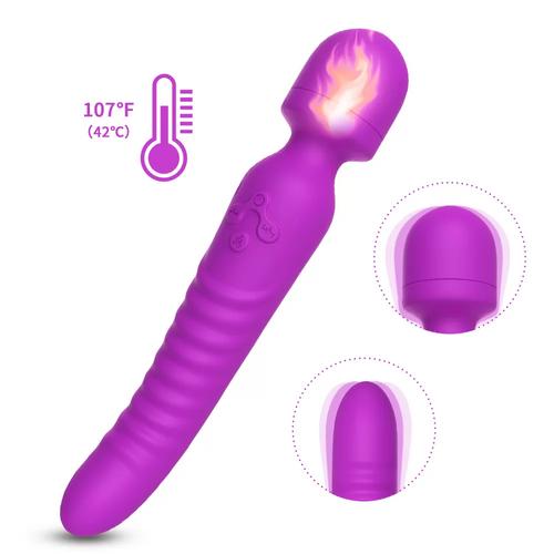 CHOBE Isıtmalı Çift Titreşim Motorlu Klitoris ve G Nokta Wand Orgazm Vibratör - Mor