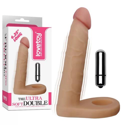 Çift Penetratör Penis Halkalı Ultra Yumuşak Dokulu Realistik Anal Vibratör Dildo Penis