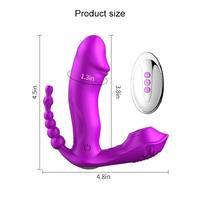 Cute M6 - Şarjlı Uzaktan Kumandalı Isıtmalı G-Spot ve Klitoris Emiş Uyarıcı Giyilebilir 3 in 1 Yapay Penis Anal Vibratör