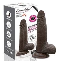 Foreskin Perfection Dildo 17 CM - Çift Katmanlı Gerçekçi Kayar Deri Ultra Yumuşak Realistik Zenci Yapay Penis Vibrator