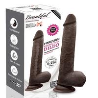 Foreskin Perfection Dildo 22.5 CM - Çift Katmanlı Gerçekçi Kayar Deri Ultra Yumuşak Realistik Zenci Yapay Penis Vibrator