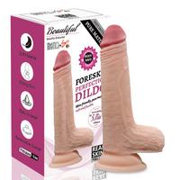 Foreskin Perfection Dildo 17.5 CM - Çift Katmanlı Gerçekçi Kayar Deri Ultra Yumuşak Realistik Yapay Penis Vibrator