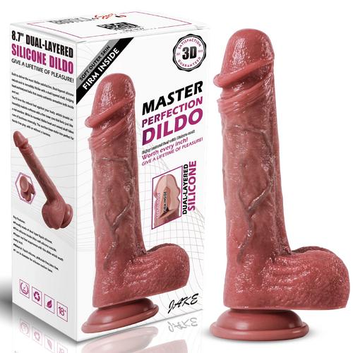 Master Perfection Dildo Jake - Ultra Yumuşak Çift Katmanlı Mavi Damarlı Realistik Yapay Penis