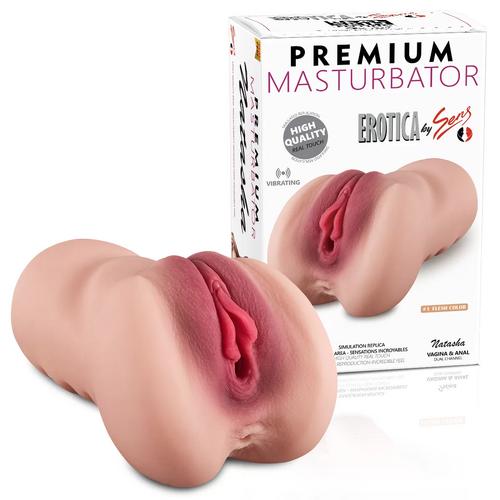 Premium Masturbator Natasha - Realistik Dokulu Ten Rengi Anal Vajinal 2 in 1 Titreşimli Suni Vajina