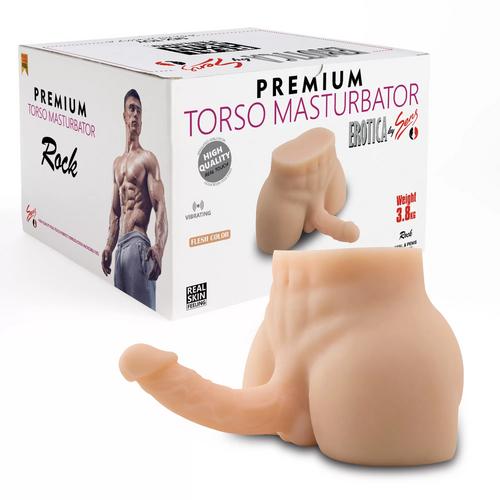 Premium Torso Masturbator Rock - Anal Girişli 17 CM Yapay Penisli Erkek Realistik Yarım Vücut Manken