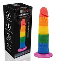 Pride Special Edition Dildo 18.5 CM - Gökkuşağı Renkli Silikon Ultra Realistik Yapay Penis Testissiz Vibrator