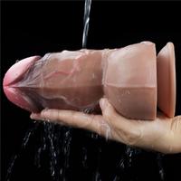 18 CM Yumuşak Doku Çift Katman Platin Silikon Realistik Çok Kalın Kısa Dildo Penis