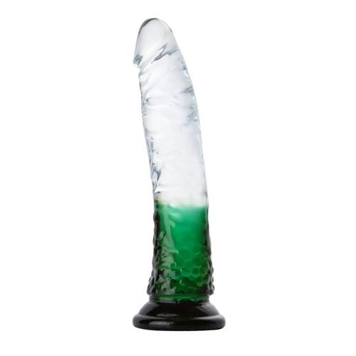 RAINBOW CLEAR Ultra Yumuşak Dokulu Testissiz Realistik Jel Penis - Yeşil