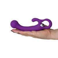 ROCK Tutma Aparatlı Eğimli Yapıda G-Spot ve Klitoris Uyarıcı 2 in 1 Vibratör - Purple