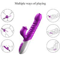 T10 - Şarjlı Akıllı Isıtmalı İleri Geri ve Dil Hareketli G-Spot ve Klitoris Uyarıcı 2 in 1 Yapay Penis Rabbit Vibratör