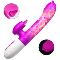 V10 - Şarjlı Akıllı Isıtmalı İleri Geri ve Dil Hareketli G-Spot ve Klitoris Uyarıcı 2 in 1 Yapay Penis Rabbit Vibratör