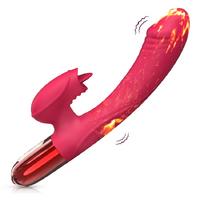V2 - Şarjlı Akıllı Isıtma Özellikli Güçlü Titreşimli G-Spot ve Klitoris Uyarıcı 2 in 1 Yapay Penis Rabbit Vibratör