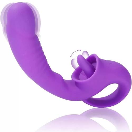 VASANA Klitoris ve G Spot Uyarıcı 2 in 1 Hareketli Orgazm Dil Vibratör - Mor